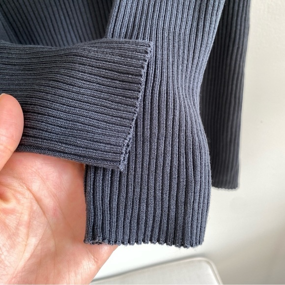 EILEEN FISHER 100% Tencel Dark Gray Ribbed Cardigan Size M - Picture 7 of 13